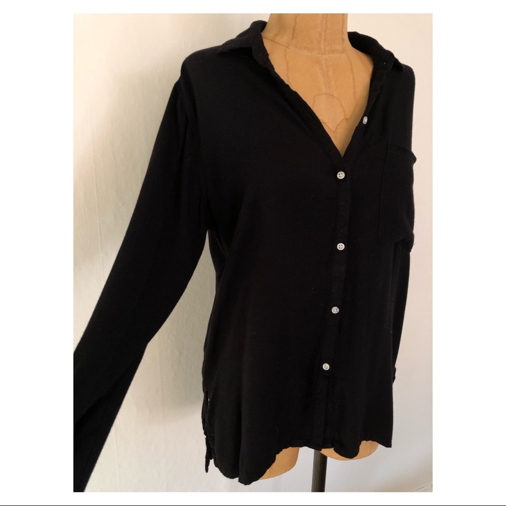 A&F Oversized Flowy Button Down Tunic Black Xs - image 5